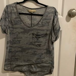 Medium camo t-shirt. Super soft -a little sheer. Never worn
